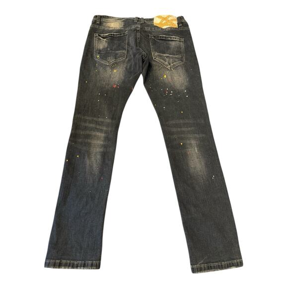 RS7 royal 7even mens 100% authentic size 34/32 long Stretch jeans Blue Faux Torn - Picture 2 of 10